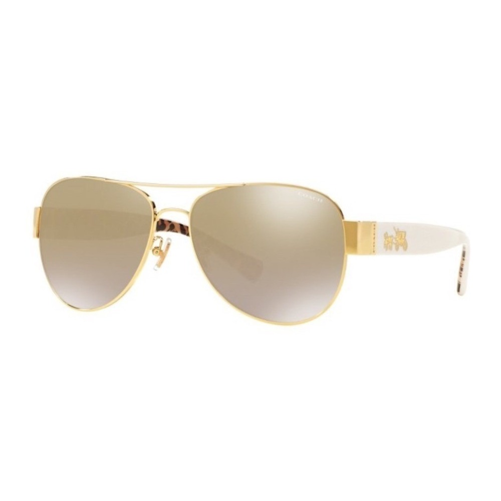 Coach Aviator Sunglasses Leopard Print Gold Horse Carriage Logo HC7059 9249T5 - Picture 9 of 9